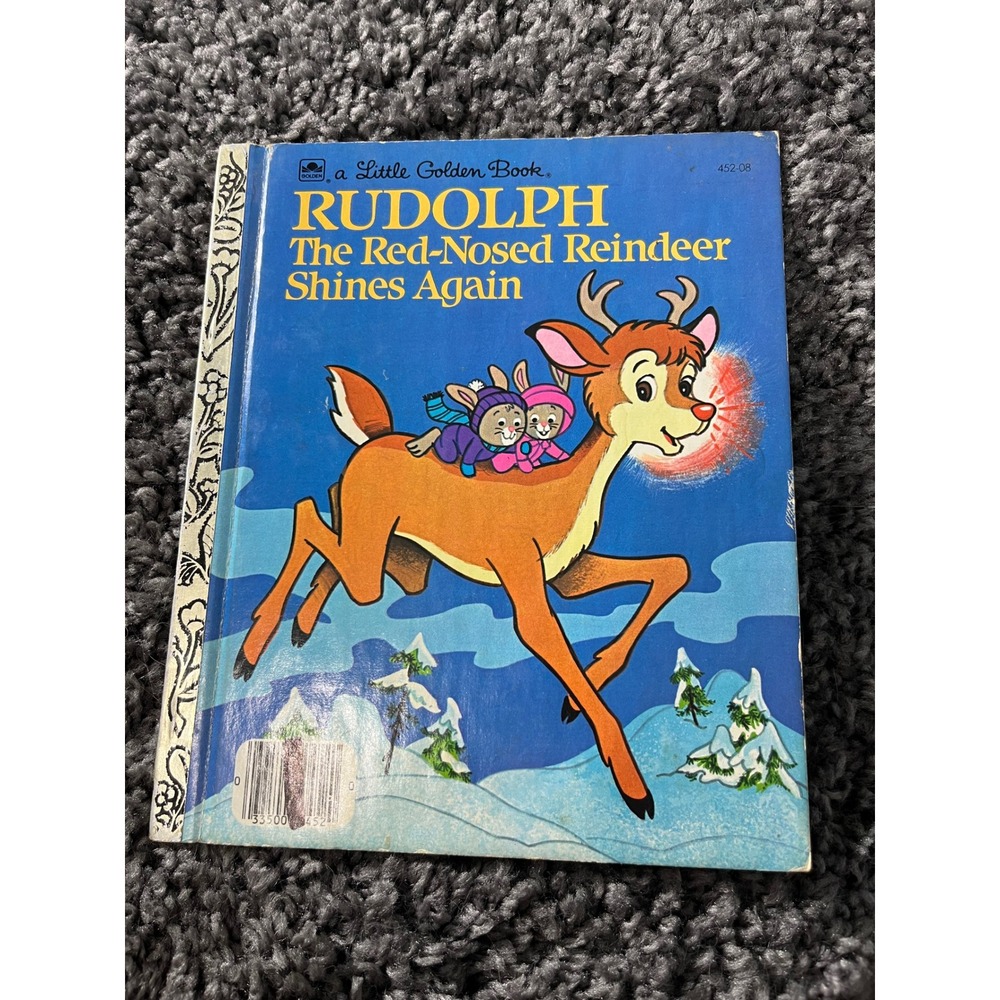 1982 Rudolph The Red-Nosed Reindeer Shines Again Little Golden Book 452-08